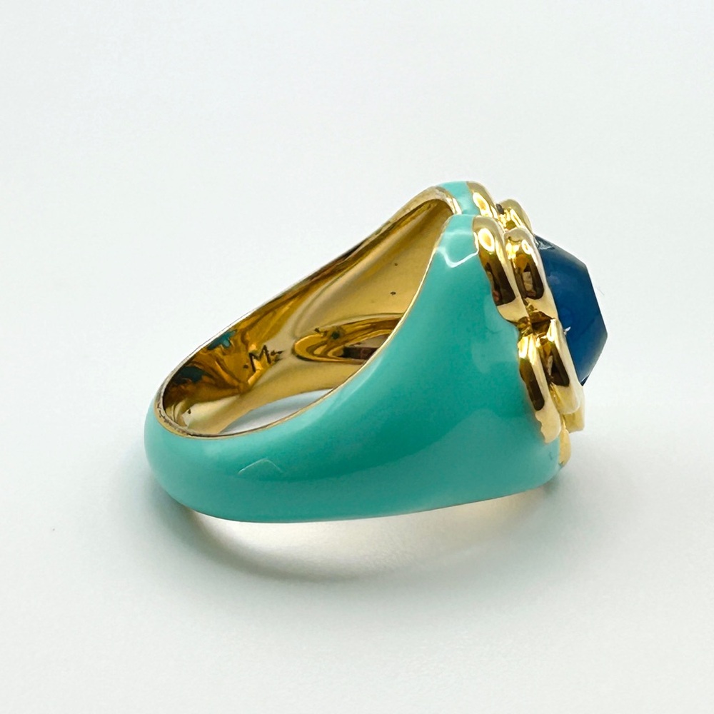 Missoma Good Vibes Large Enamel Flower Gemstone Ring Size 7.5 - Picture 5 of 15